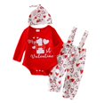 thumbnail image 1 of Tiijoy Baby Girls Valentine's Day Outfits Long Sleeve Romper Overalls with Hat, Sizes 12-18M, 1 of 1