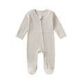 thumbnail image 1 of Tiijoy Baby Long Sleeve One-Piece Footies Zipper Ribbed Footed Sleeper Jumpsuit, Sizes 6-9M, 1 of 4