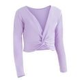 thumbnail image 1 of Tiijoy Little Girls Ballet Wrap Top Solid Long Sleeve Dance Blouse Shirt, Sizes 6-7, 1 of 3