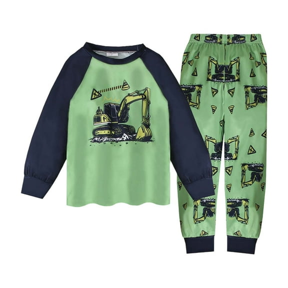 Tiijoy Big Boy's Pajama Set Long Sleeve Top and Pants Sleepwear Nightwear, Sizes 7-8