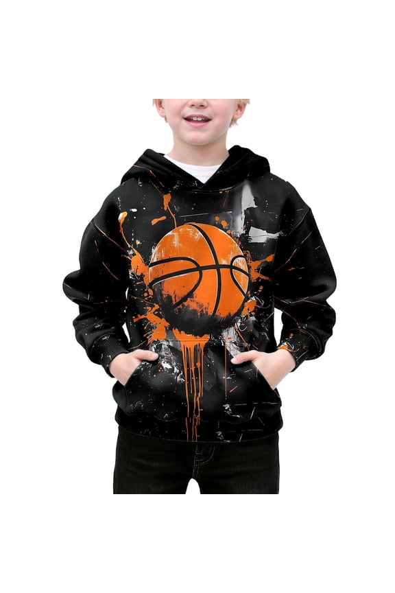 Big Boys Basketball Graphic Hoodie Sports Active Hooded Sweatshirt, Sizes 10-11
