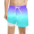 thumbnail image 1 of Tiijoy Big Boys Compression Liner Swim Trunks Gradient Color Quick Dry Swim Shorts, 1 of 3