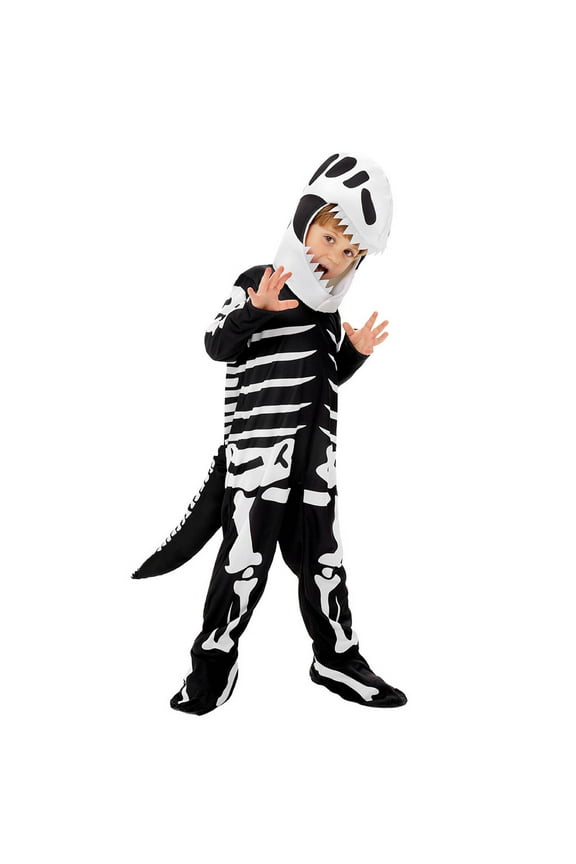 Big Boys Dinosaur Skeleton Jumpsuit Halloween Dress Up Outfits, Sizes 8-9