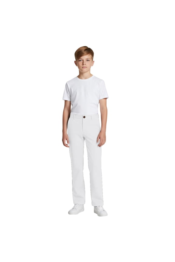 Big Boys Dress Pants School Uniform Trousers Pull-On Stretch Pants, Sizes 5-16