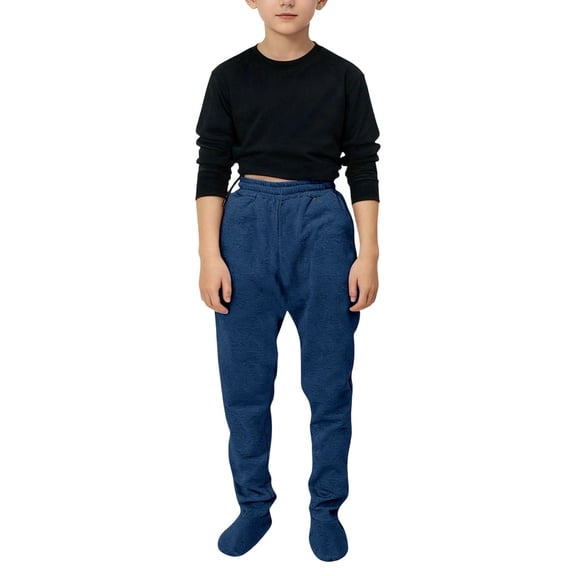Tiijoy Big Boys Footed Pajama Pants High Waisted Cozy Sleep Pants, Sizes 5-14