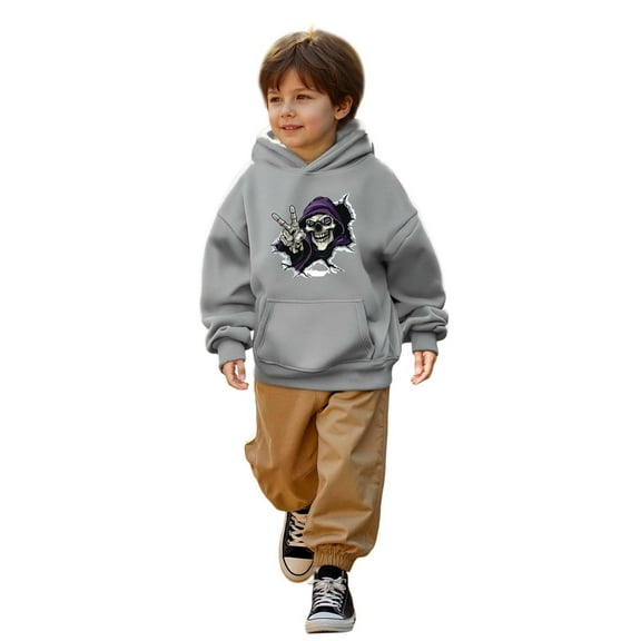 Tiijoy Big Boys Halloween Graphic Hoodie Skeleton Print Pullover Hooded Sweatshirt, Sizes 7-8