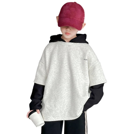 Tiijoy Big Boys Hoodie Color Block Loose Hooded Sweatshirt Pullover Top, Sizes 11-12