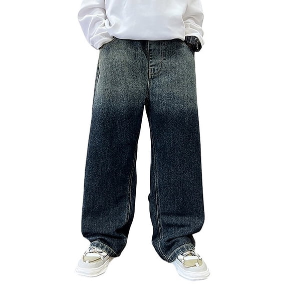 Tiijoy Big Boys' Jeans Elastic Waist Relaxed Fit Straight Leg Denim Pants, Sizes 5-14