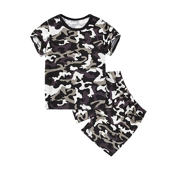 Tiijoy Big Boys Outfits Camo Short Sleeve T-Shirt Shorts Set for Children, Sizes 1-14