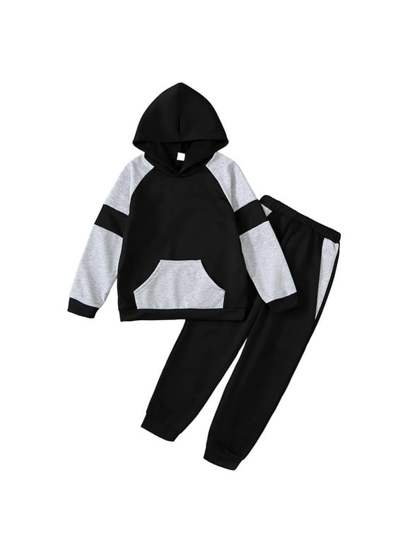 Big Boys Outfits Colorblock Long Sleeve Hoodie and Pants Tracksuit, Sizes 9-10