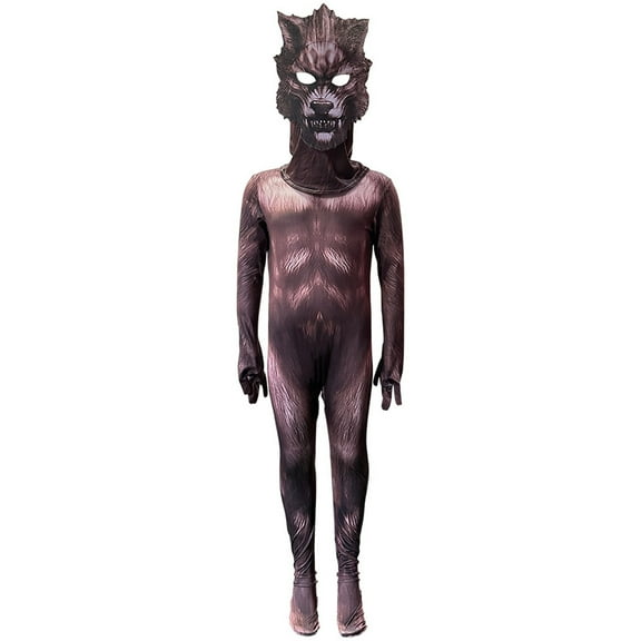 Tiijoy Big Boys Outfits Halloween Tight Long Sleeve Jumpsuit with Mask Werewolf