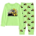 thumbnail image 1 of Tiijoy Big Boys Pajama Set Excavator Print Long Sleeve Top Pants Snug Fit Kids Sleepwear, 1 of 2