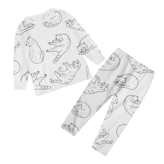 Tiijoy Big Boys Pajamas DIY Hand Painted Cat Print Sleepwear, 2-Piece, Sizes 8-9