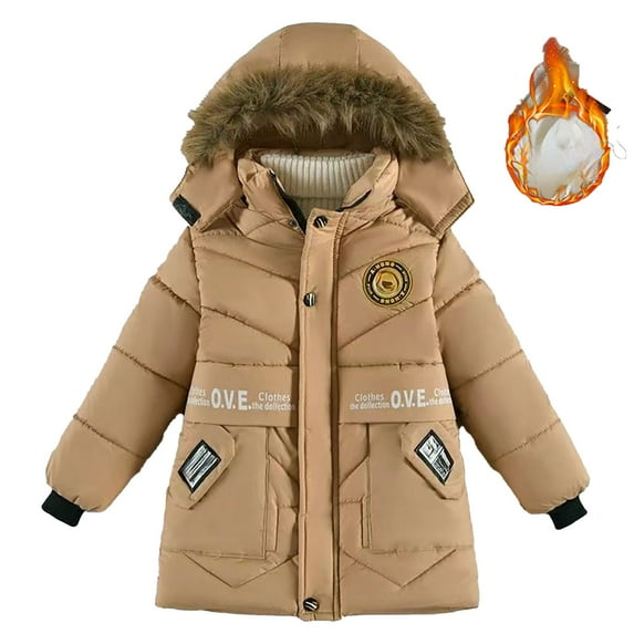 Tiijoy Big Boys Parka Coat Winter Warm Padded Jacket with Fur Trim Hood, Sizes 7-8