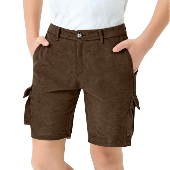 Tiijoy Big Boys Retro Cowboy Cargo Shorts Relaxed Fit Suede Leather Casual Shorts