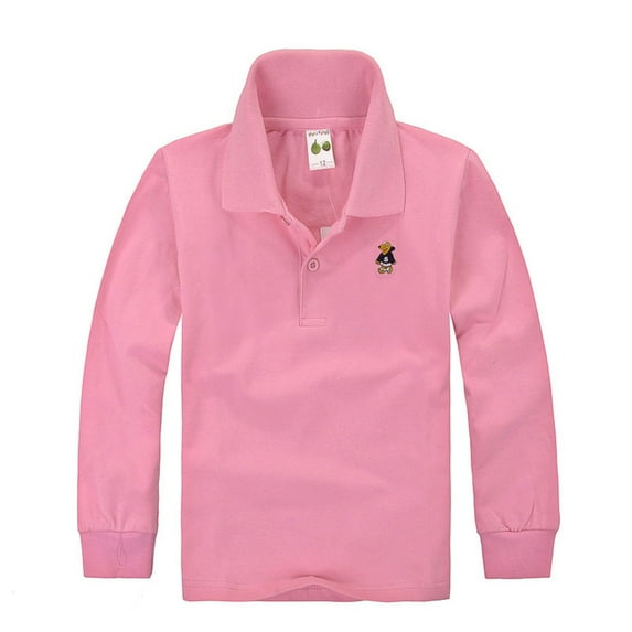 Tiijoy Big Boys School Shirt with Long Sleeves Unisex Kids Casual Pique Polo Shirt