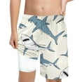 thumbnail image 1 of Tiijoy Big Boys Shark Print Swim Trunks with Compression Liner Board Shorts, Sizes 10-12, 1 of 4