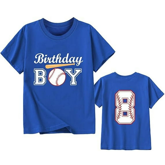 Tiijoy Big Boys Short Sleeve Birthday T Shirt Active Baseball Graphic Tee, Sizes 12-13