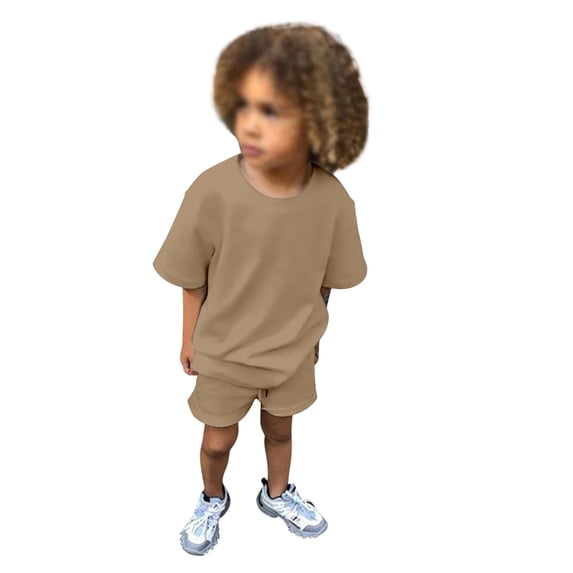 Tiijoy Big Boys Summer Outfits 2 Piece Tracksuit Solid Short Sleeve T Shirt with Shorts Set
