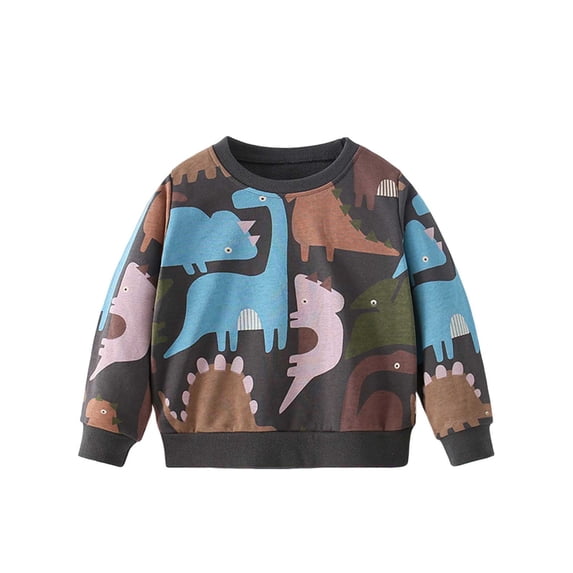 Tiijoy Big Boys Sweatshirt Dinosaur Print Cotton Crew Neck Pullover Top, Sizes 9-10