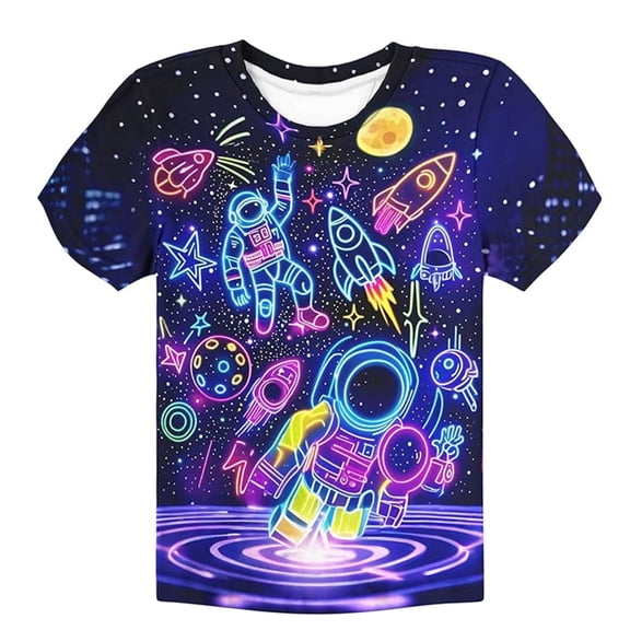 Tiijoy Big Boys T Shirt Astronaut Print Short Sleeve T-Shirt Summer Tee, Sizes 8-9