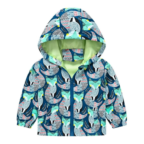 Tiijoy Big Boys Windbreaker Cartoon Prints Zip Up Hooded Jacket Coat, Sizes 11-12