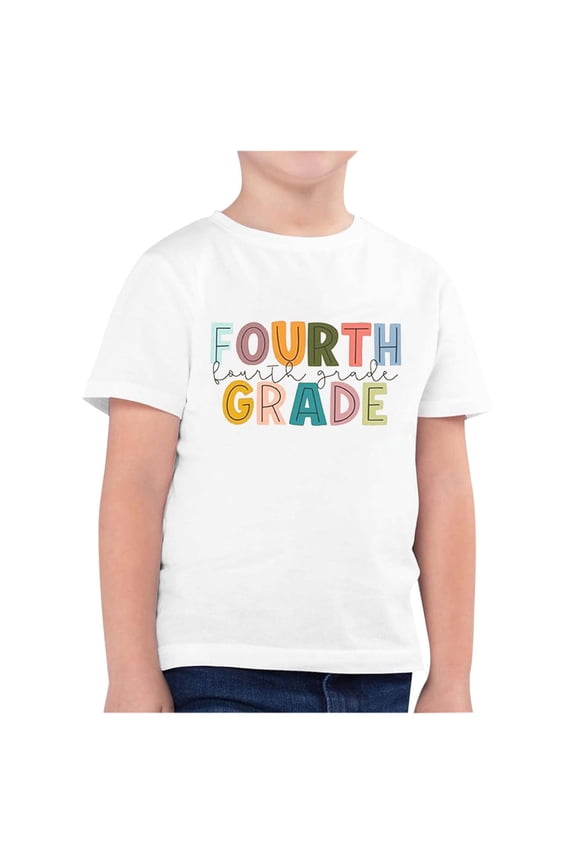 Big Girl's Back-To-School T Shirt Letter Print Short Sleeve T-Shirt, Sizes 12-13
