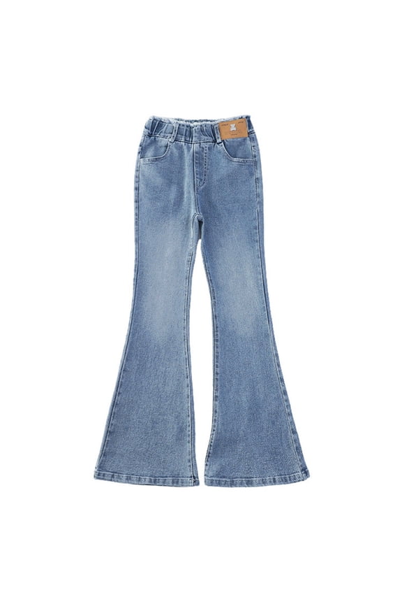 Big Girl's Flared Jeans High Waisted Slim Fit Stretch Denim Pants, Sizes 10-12