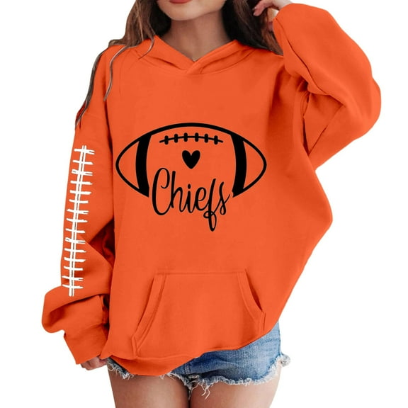 Tiijoy Big Girl's Football Themed Hoodie Activewear Hooded Sweatshirt, Sizes 9-10