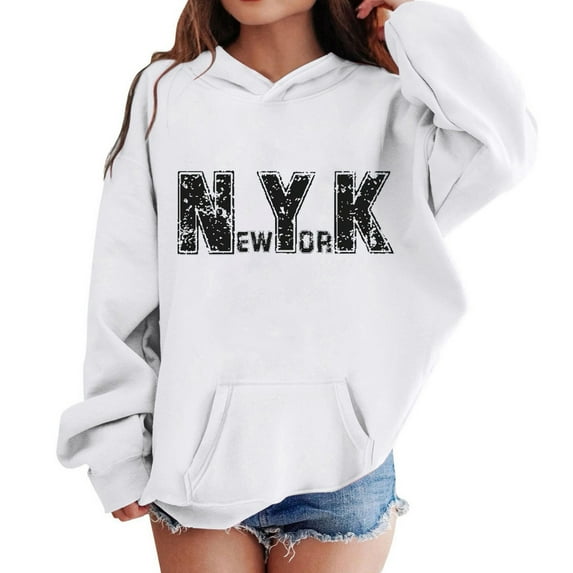 Tiijoy Big Girl's Hoodie Letter Print Pullover Hooded Sweatshirt, Sizes 11-12