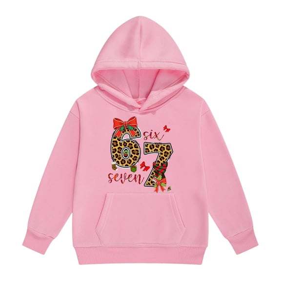 Tiijoy Big Girls 67 Hoodies Trendy Graphic Hooded Sweatshirt Pullover Top, Sizes 8-9