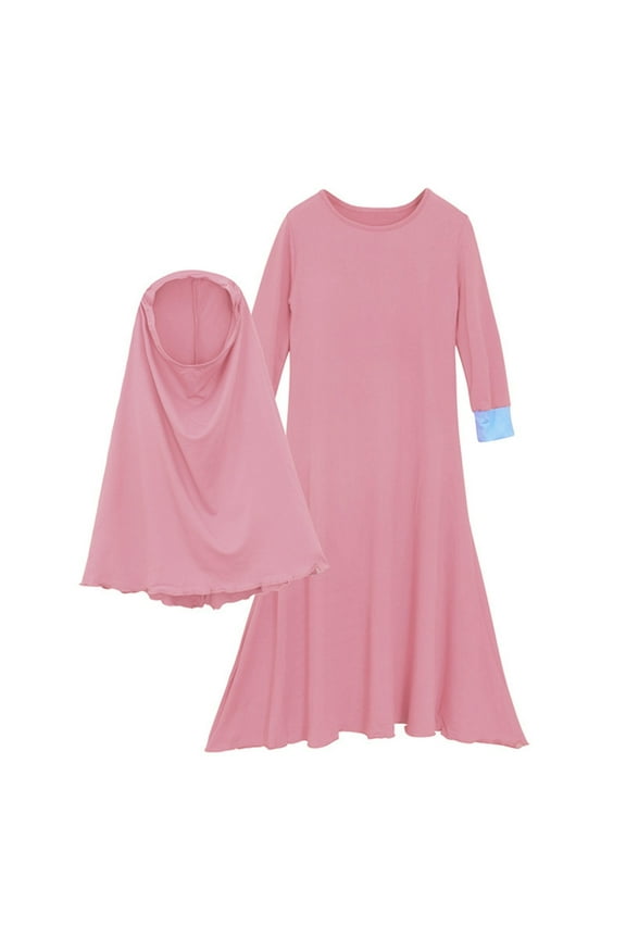Big Girls Abaya with Hijab Full Length Robe Burka Maxi Dress Set, Sizes 9-10