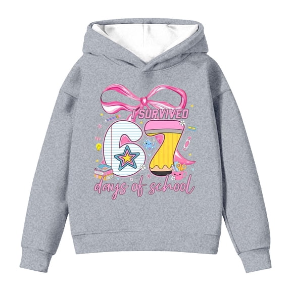 Tiijoy Big Girls Back-To-School Hoodie 6 7 Long Sleeve Hooded Sweatshirt, Sizes 7-8