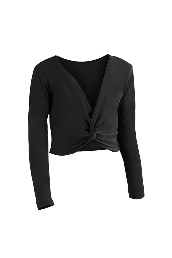 Big Girls Ballet Wrap Top Solid Color Long Sleeve Dance Sweater, Sizes 8-10
