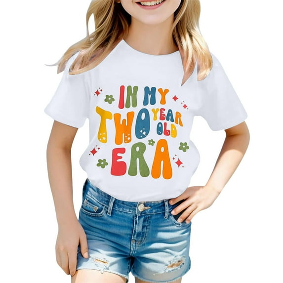 Tiijoy Big Girls Birthday T-Shirt Cute Letter Print Short Sleeve T Shirt, Sizes 10-11
