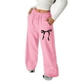 thumbnail image 1 of Tiijoy Big Girls Bow Print Baggy Sweatpants Fashion Straight Leg High Rise Active Pants, 1 of 5