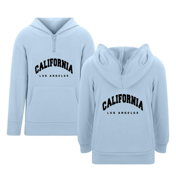 Tiijoy Big Girls Casual Hoodie California Print Zipper Hooded Sweatshirt, Sizes 11-12