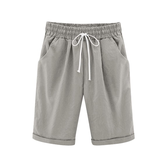 Tiijoy Big Girls Casual Knee-Length Shorts Solid Color Elastic Waist Drawstring Shorts