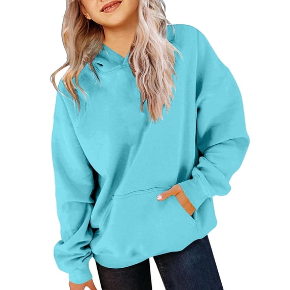 Tiijoy Big Girls Cute Ear Hoodie Casual Unisex Pullover Hooded Sweatshirt, Sizes 8-9