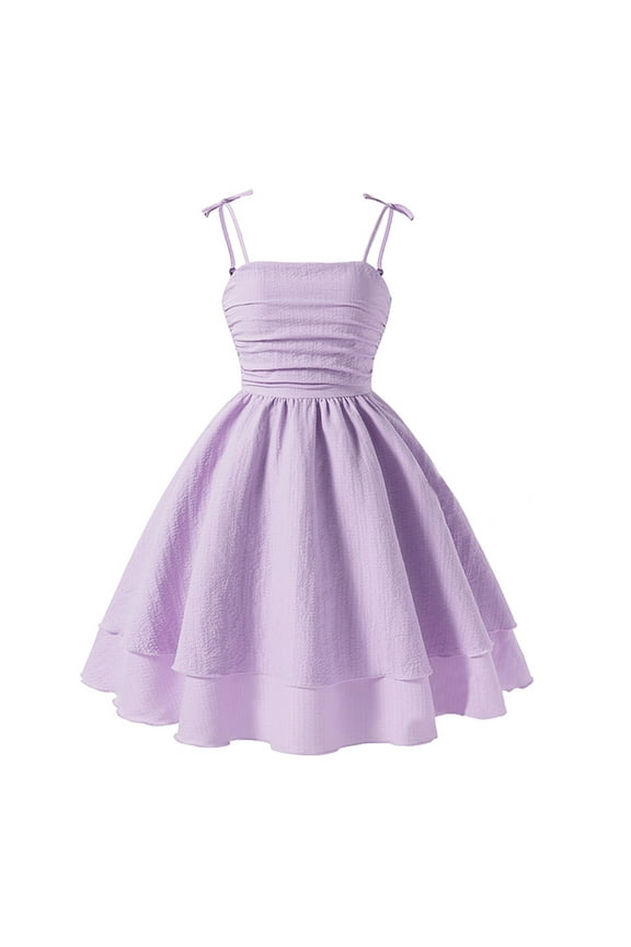 Big Girls Double Layer Flowy Dress Spaghetti Strap A Line Dress, Sizes 12-13