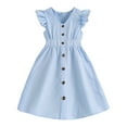 thumbnail image 1 of Tiijoy Big Girls Flutter Sleeves Checkered Button Front Dress for Kids, Sizes 8-9, 1 of 8