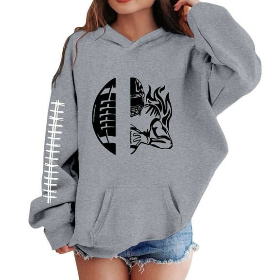 Tiijoy Big Girls Football Hoodie Graphic Hooded Sweatshirt Fall Winter Pullover, Sizes 11-12