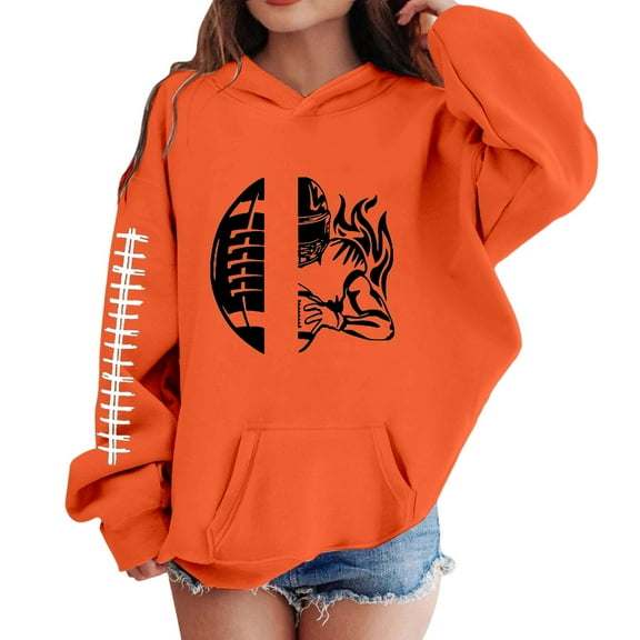 Tiijoy Big Girls Football Hoodie Graphic Hooded Sweatshirt Fall Winter Pullover, Sizes 9-10