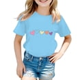 thumbnail image 1 of Tiijoy Big Girls Graphic T-Shirt Hearts Print Short Sleeve Casual T Shirt, Sizes 11-12, 1 of 3