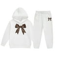 thumbnail image 1 of Tiijoy Big Girls Hoodie Set Leopard Bow Print Hoodie Sweatpants Casual Sweatsuit, 1 of 3