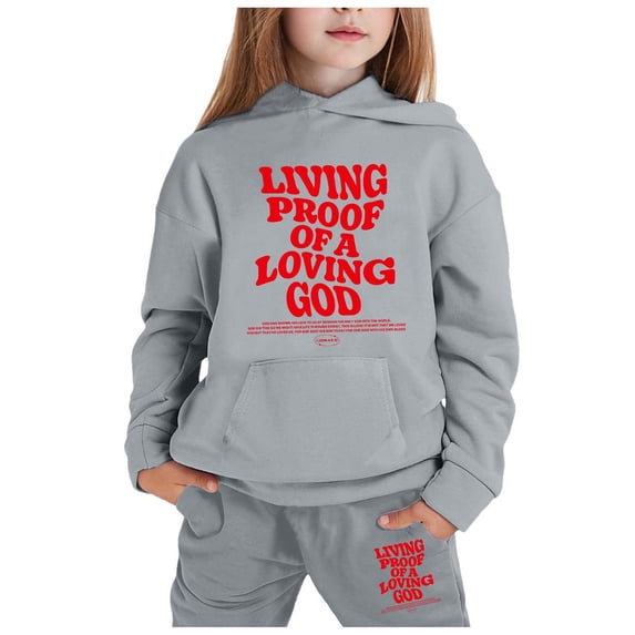 Tiijoy Big Girls' Hoodie Set Letter Print Hoodie and Joggers Sweatsuits, Sizes 8-9
