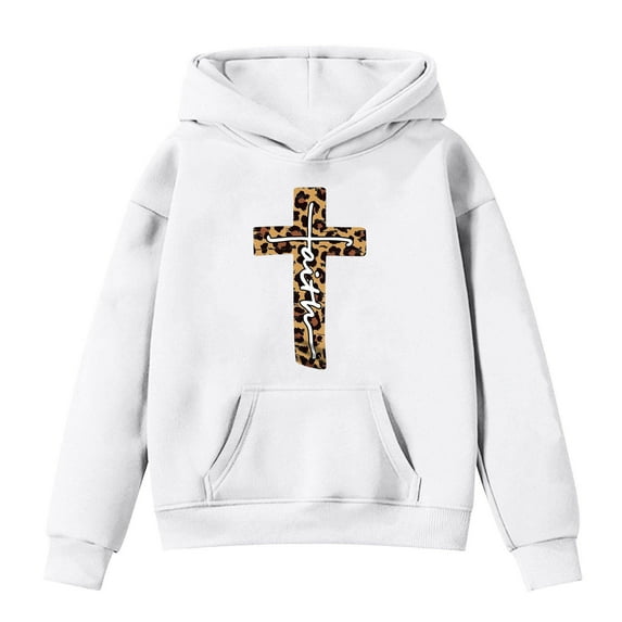 Tiijoy Big Girls Jesus Graphic Print Hoodie Soft Hooded Sweatshirt, Sizes 10-11