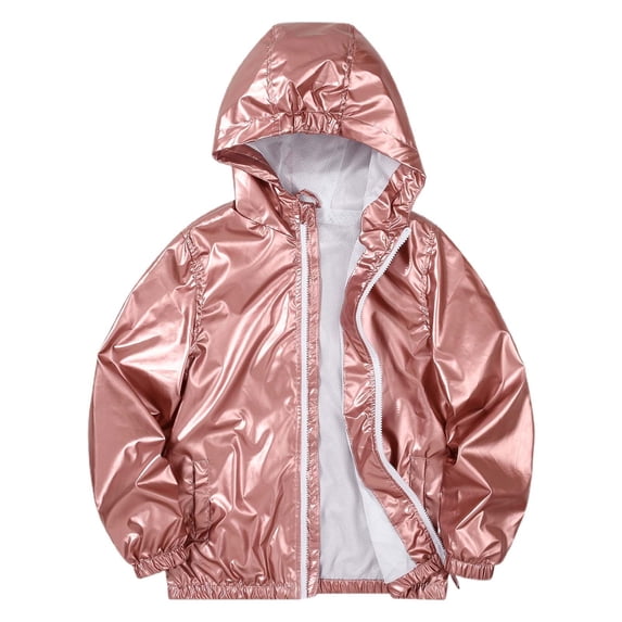 Tiijoy Big Girls Lightweight Windbreaker Zip Up Hooded Jacket Outerwear, Sizes 12-13