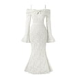 thumbnail image 1 of Tiijoy Big Girls Off Shoulder Lace Bodycon Dress Flared Sleeves Party Dress, Sizes 7-8, 1 of 8