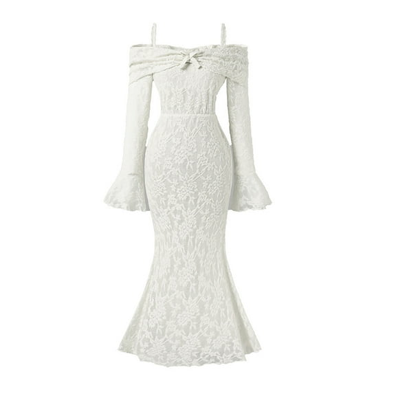 Tiijoy Big Girls Off Shoulder Lace Bodycon Dress Flared Sleeves Party Dress, Sizes 7-8